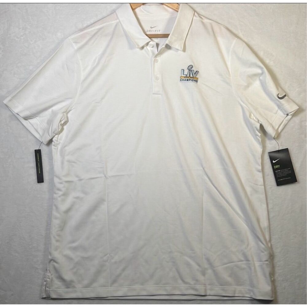 Nike Super Bowl Logo Dri-Fit golf casual Polo White NWT‎ Men XL